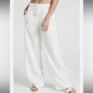 Athleta Cabo Linen Wide Leg Pants Size 12 White